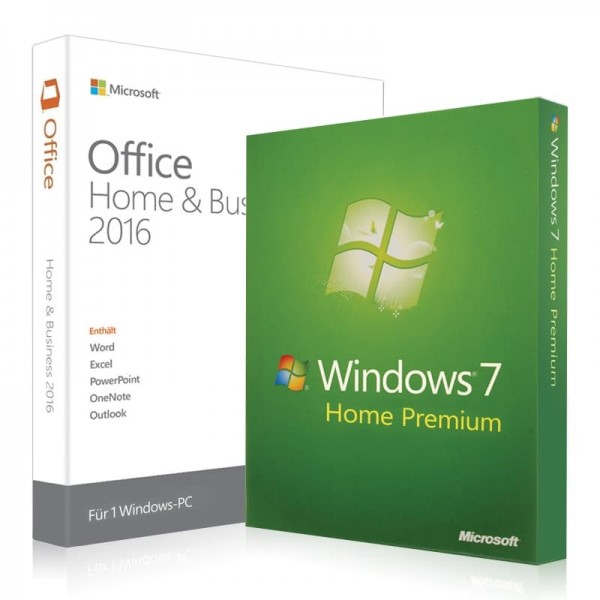 Windows 7 Home Premium + Office 2016 Home & Business + Lizenzschlüssel