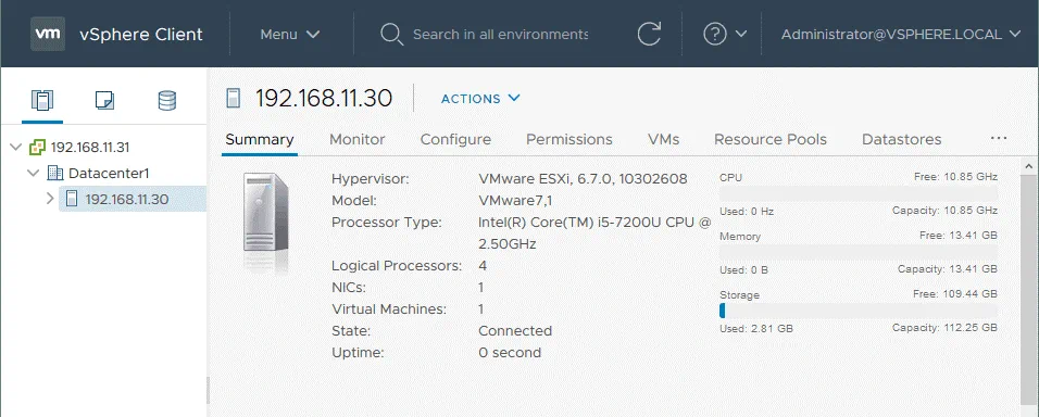 VMware-vSphere-setup_the-ESXi-host-is-added-to-the-datacenter-in-vCenter-7