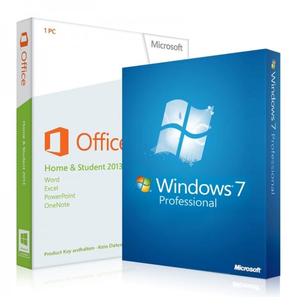 Windows 7 Professional + Office 2013 Home & Student + Lizenzschlüssel